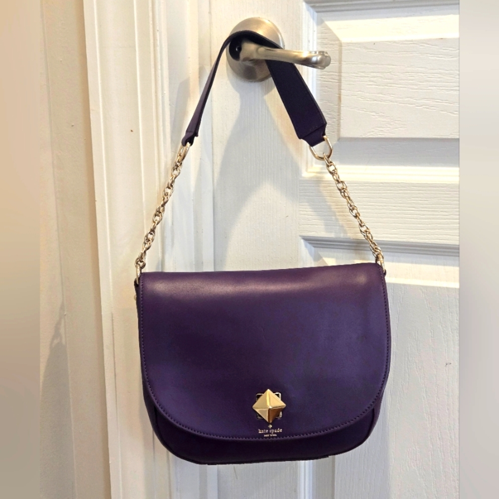 Kate Spade Sawyer new Bond Street Shoulder Handbag Deep African Violet MSRP $398